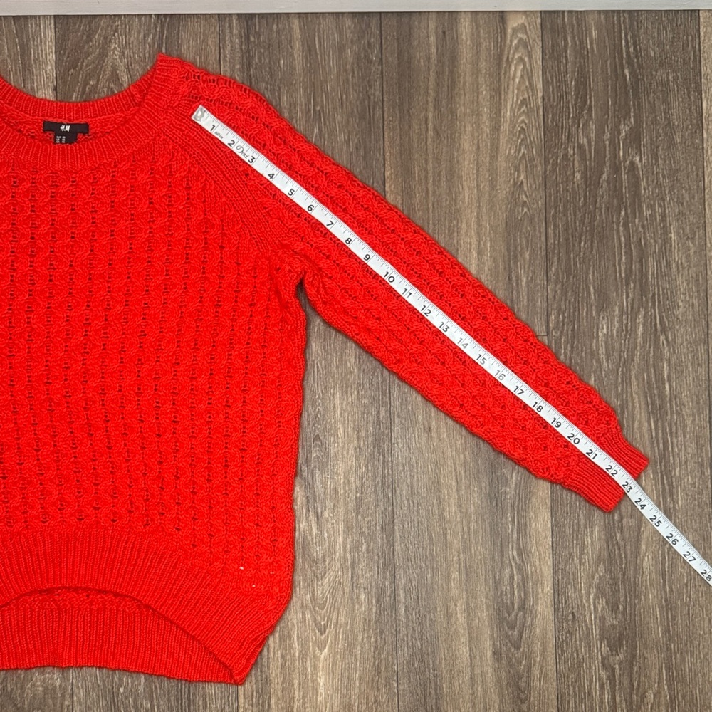 H&M Vibrant Red Crew Neck Sweater Women’s Size XS - Picture 10 of 12